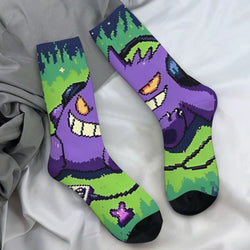 Japanese Anime Pokemon Gengar Cartoon Socks Trendy Stockings Autumn Non Slip Women Men Sock Soft Breathable Design Cycling Socks