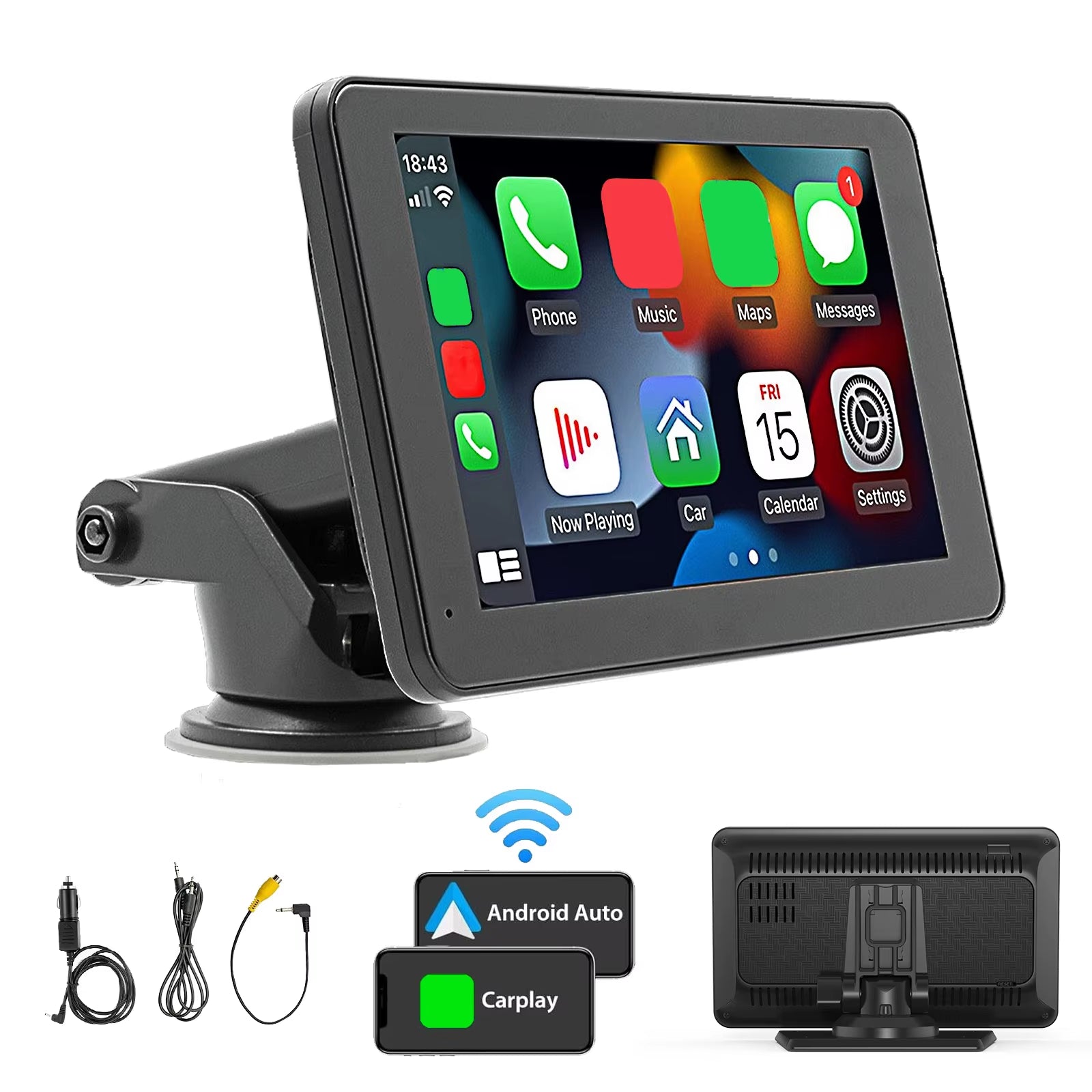 Universal 7-Inch Wireless Carplay Android Car Touch Screen TV Video Player Bluetooth USB Mirror Link with 12-Light Camera