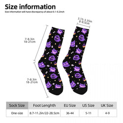 Japanese Anime Pokemon Gengar Cartoon Socks Trendy Stockings Autumn Non Slip Women Men Sock Soft Breathable Design Cycling Socks