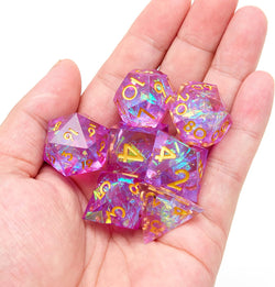 DND Dice Resin Sharp Edge DND Dice Set, Suitable for DND D&D Dungeons and Dragons Polyhedral RPG Dice Handmade（Purple）