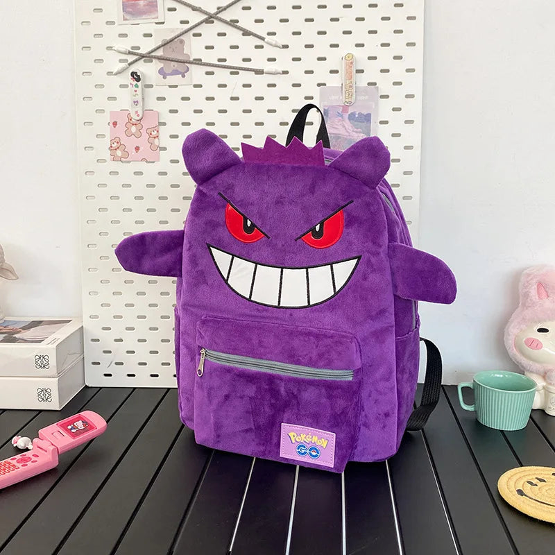 Pokemon Gengar Pikachu Plush Backpack Trendy Cool Large Bag Cute Cartoon Kawaii Couple Gift Storage Toys Anime Accessories