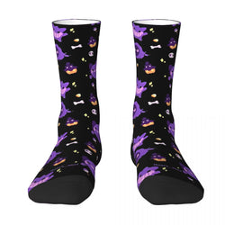 Japanese Anime Pokemon Gengar Cartoon Socks Trendy Stockings Autumn Non Slip Women Men Sock Soft Breathable Design Cycling Socks