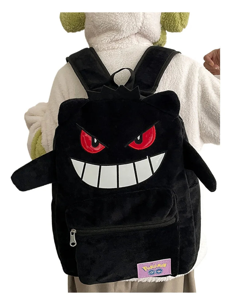 Pokemon Gengar Pikachu Plush Backpack Trendy Cool Large Bag Cute Cartoon Kawaii Couple Gift Storage Toys Anime Accessories