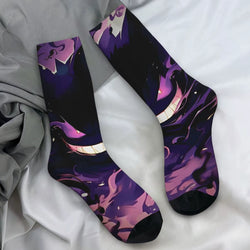 Japanese Anime Pokemon Gengar Cartoon Socks Trendy Stockings Autumn Non Slip Women Men Sock Soft Breathable Design Cycling Socks