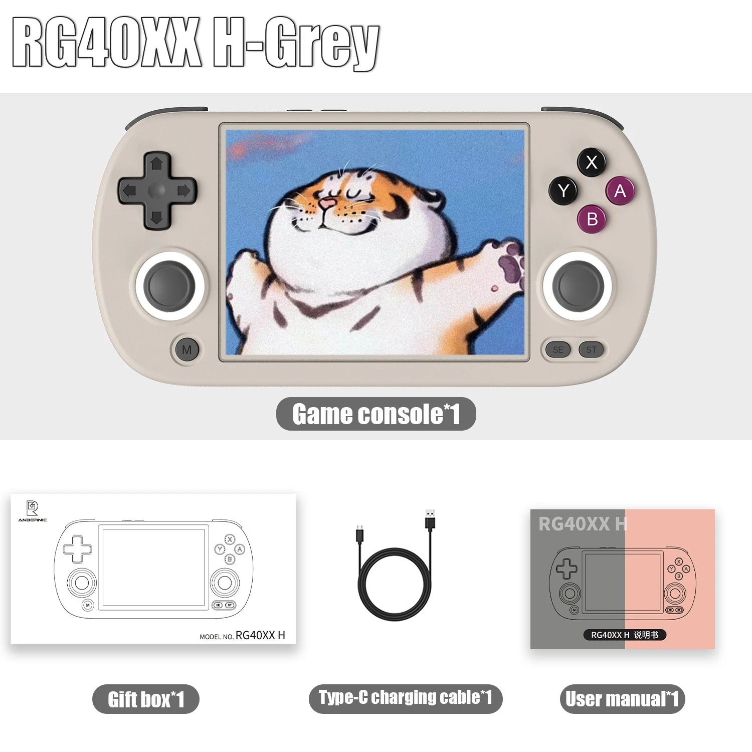 RG40XX H Handheld Game Console 4.0-In 640*480 IPS Screen 3200Mah 64 Bit System with RGB Light Built in 5K+Games RG40XXH