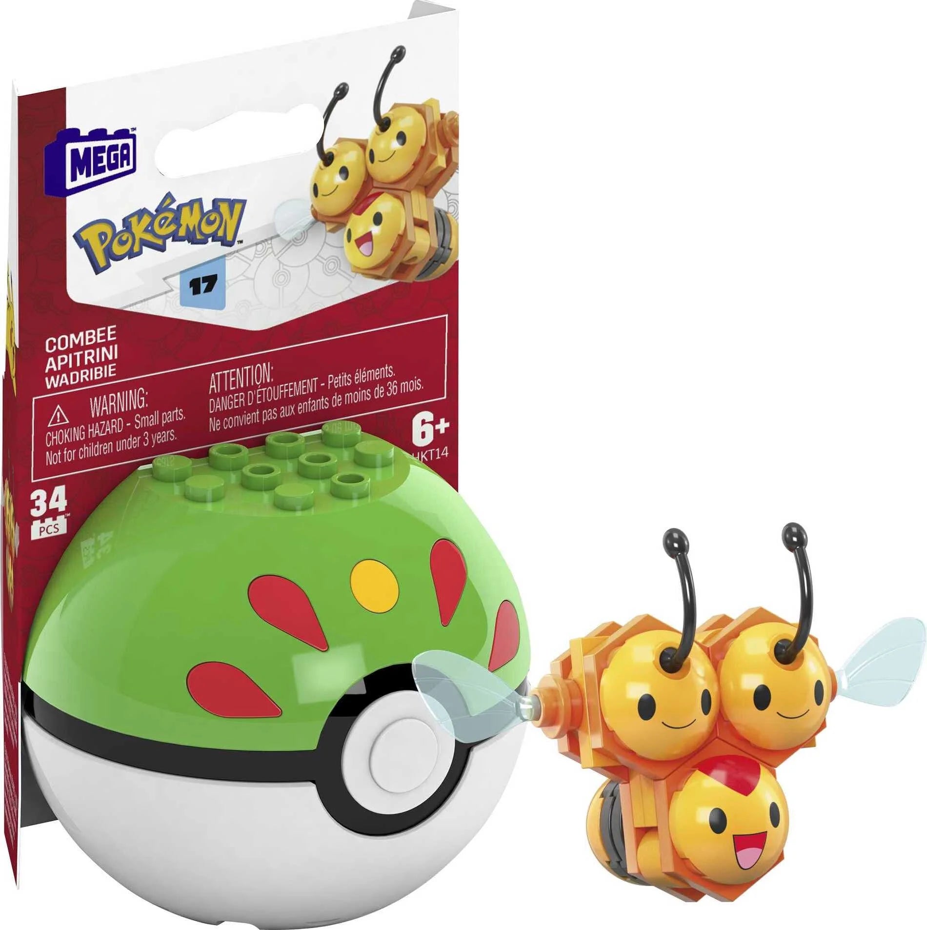 Pokemon Building Toy Kit Combee (15 Pieces) with 1 Action Figure and Ball for Kids