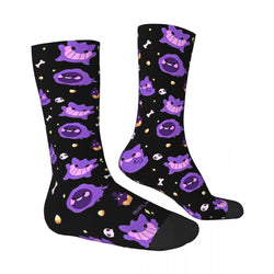 Japanese Anime Pokemon Gengar Cartoon Socks Trendy Stockings Autumn Non Slip Women Men Sock Soft Breathable Design Cycling Socks