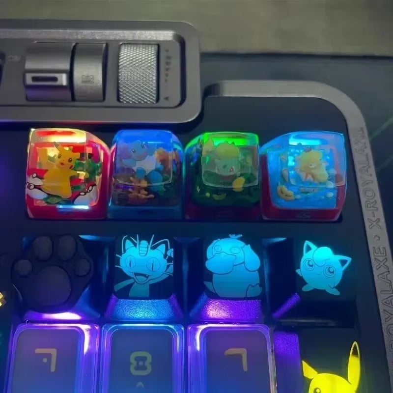 Gengar Pikachu Charizard Eevee Custom Resin Micro Transparent Key Cap Mechanical Creative Single Computer Keyboard Cap