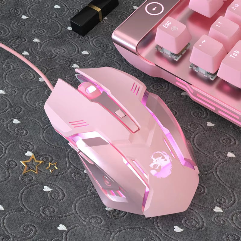 Ergonomic Wired Gaming Mouse 6 Buttons LED 2400 DPI USB Computer Gamer Mouse K3 Pink Gaming Mouse and Mouse Pads for PC Laptop