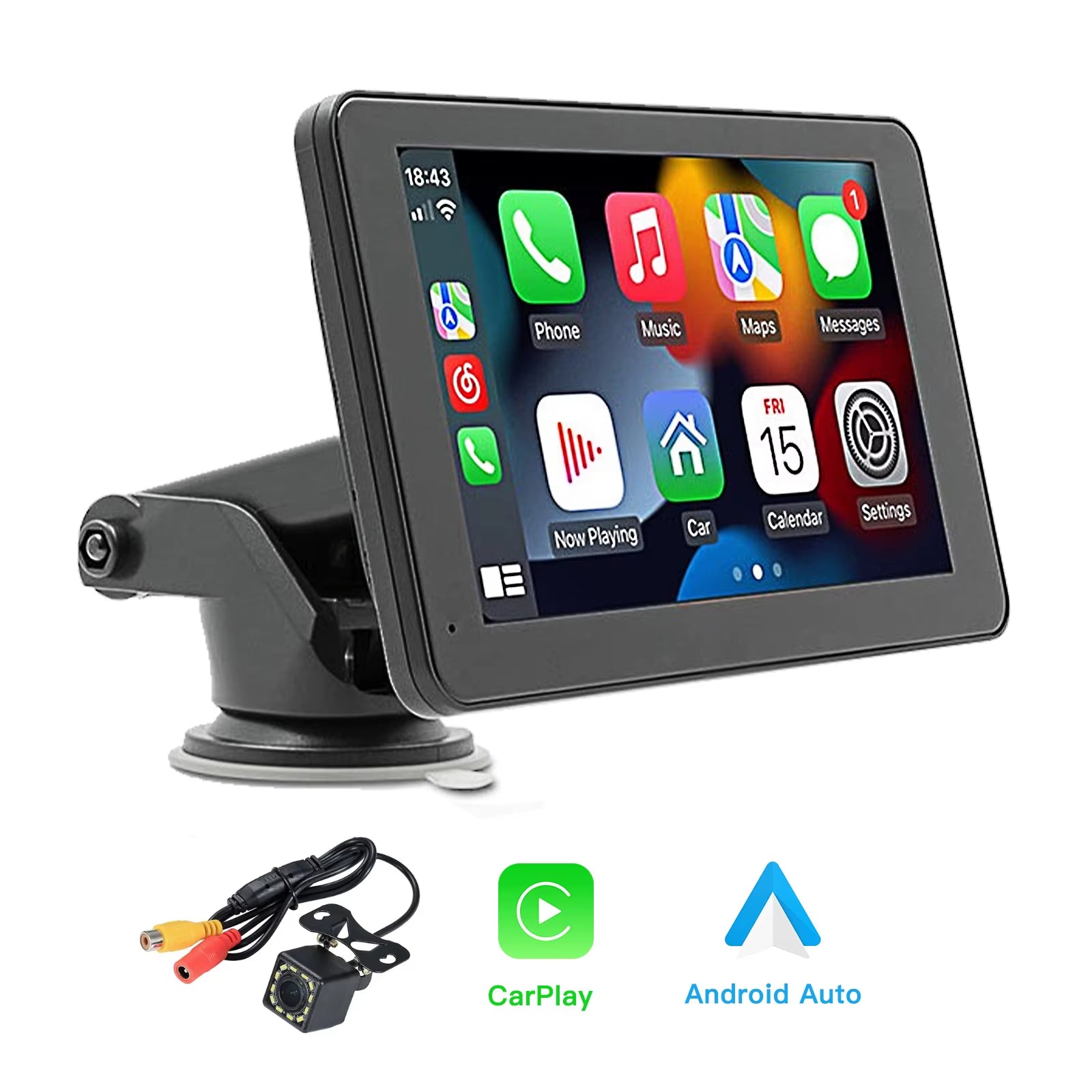 Universal 7-Inch Wireless Carplay Android Car Touch Screen TV Video Player Bluetooth USB Mirror Link with 12-Light Camera