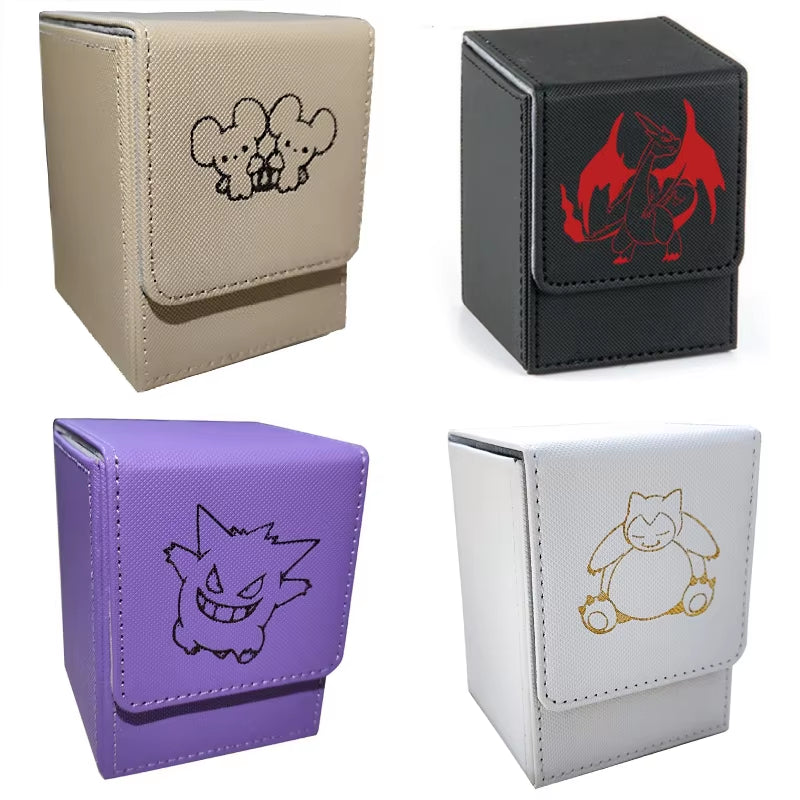 Cards Box Pokemon PTCG Mewtwo Gengar Snorlax Charizard Anime Game 100+PU Magnetic Attraction Card Protection Storage Box Gifts