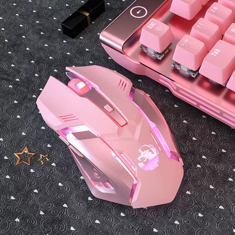 Ergonomic Wired Gaming Mouse 6 Buttons LED 2400 DPI USB Computer Gamer Mouse K3 Pink Gaming Mouse and Mouse Pads for PC Laptop