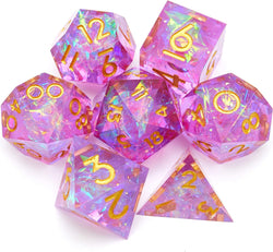 DND Dice Resin Sharp Edge DND Dice Set, Suitable for DND D&D Dungeons and Dragons Polyhedral RPG Dice Handmade（Purple）