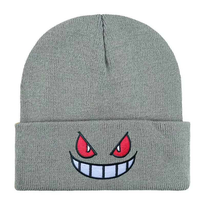 12 Colors Cartoon Embroidered Beanies Knitted Skullies Autumn Winter Warm Wool Hat Gengar Women Men Beanies