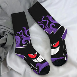 Japanese Anime Pokemon Gengar Cartoon Socks Trendy Stockings Autumn Non Slip Women Men Sock Soft Breathable Design Cycling Socks