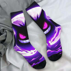 Japanese Anime Pokemon Gengar Cartoon Socks Trendy Stockings Autumn Non Slip Women Men Sock Soft Breathable Design Cycling Socks